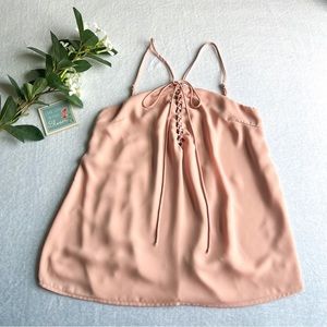 Charlotte russe Sz Medium Peachy Pink Chiffon Tank Top Spaghetti Straps